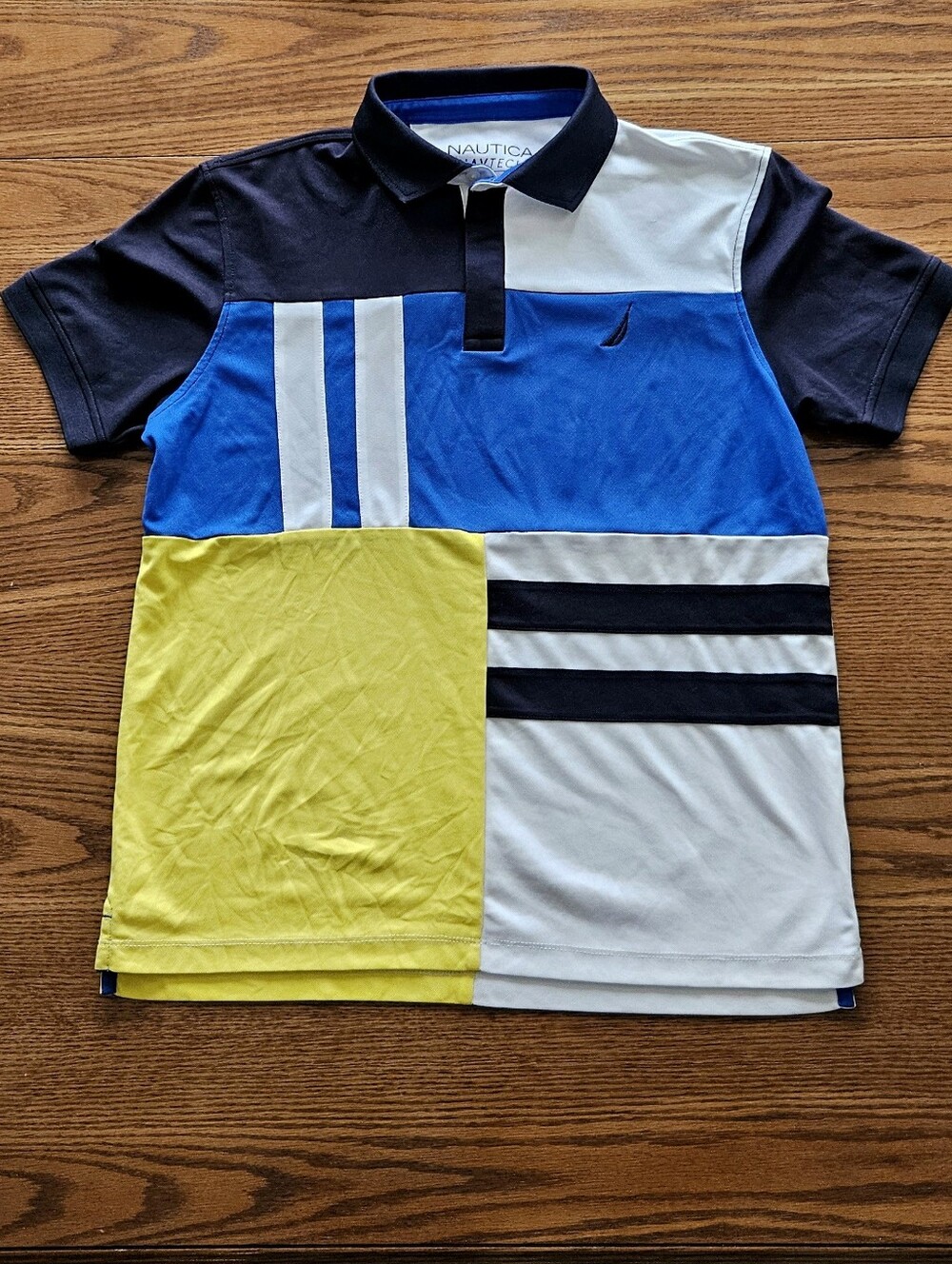 Nautica Navtech Colorblock Polo - Blue, Navy, White, Yellow - Medium